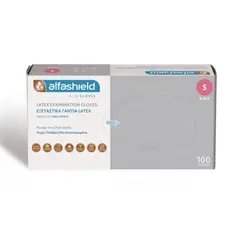 ALFASHIELD - ΓΑΝΤΙΑ LATEX ΜΕ ΠΟΥΔΡΑ L/ 100TMX (MX) - Πρώτες βοήθειες - γάντια στο Villagepharmacy
