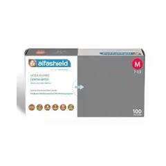 ALFASHIELD - ΓΑΝΤΙΑ LATEX ΜΕ ΠΟΥΔΡΑ L/ 100TMX (MX) - Πρώτες βοήθειες - γάντια στο Villagepharmacy
