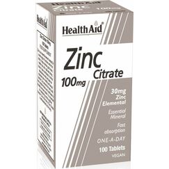HEALTH AID ZINC CITRATE 100mg 100tabs - Βιταμίνες στο Villagepharmacy
