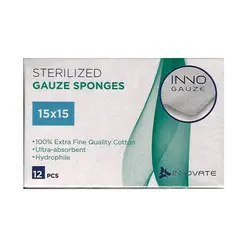 Inno Gauge Αποστειρωμένες Κομπρέσες Γάζας 15x15, 12 τμχ - Επιδεσμικά στο Villagepharmacy