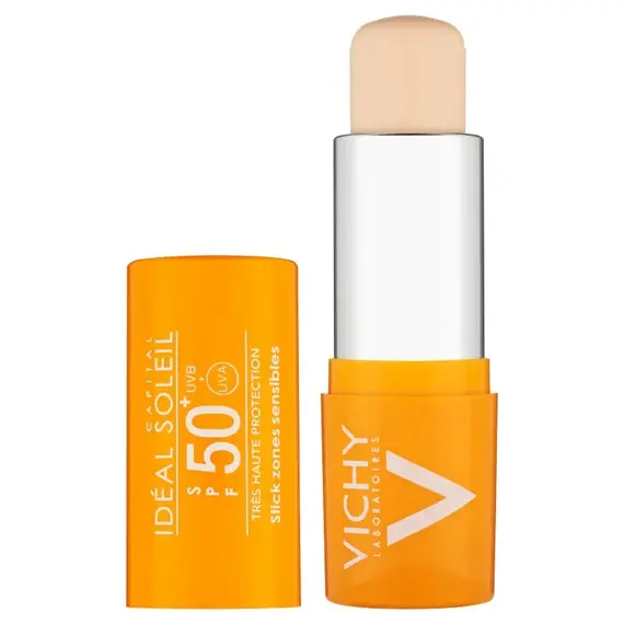Vichy Ideal Soleil Stick SPF50+, Stick για Ευαίσθητες Ζώνες, Μύτη, Χείλη, Ντεκολτέ (9gr) - Χείλη στο Villagepharmacy