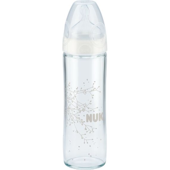 NUK NEW CLASSIC ΓΥΑΛΙΝΟ 240ML SIL. ΜΕΓ1 0-6Μ - Εγκυμοσύνη - θηλασμός - πιπίλες στο Villagepharmacy