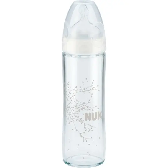 NUK NEW CLASSIC ΓΥΑΛΙΝΟ 240ML SIL. ΜΕΓ1 0-6Μ - Εγκυμοσύνη - θηλασμός - πιπίλες στο Villagepharmacy