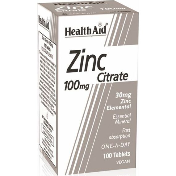 HEALTH AID ZINC CITRATE 100mg 100tabs - Βιταμίνες στο Villagepharmacy