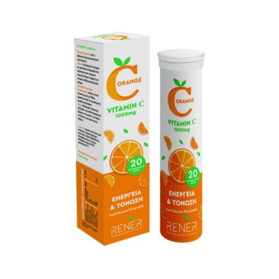 RENER C-ORANGE 1000MG X 20 EFF TABS ΠΟΡΤΟΚΑΛΙ - Βιταμίνες στο Villagepharmacy