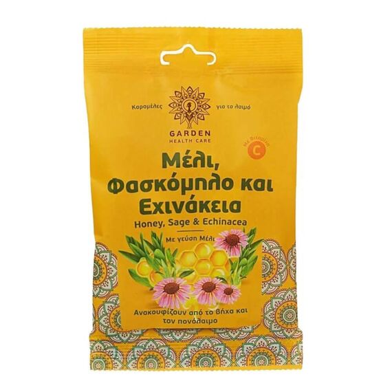 GARDEN ΚΑΡΑΜΕΛΕΣ ΛΑΙΜΟΥ ΜΕΛΙ, ΦΑΣΚΟΜΗΛΟ & ΕΧΙΝΑΚΕΙΑ - Καραμέλες στο Villagepharmacy