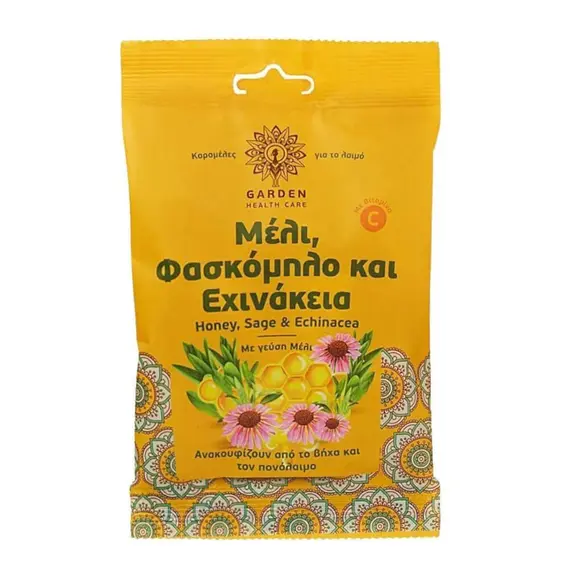 GARDEN ΚΑΡΑΜΕΛΕΣ ΛΑΙΜΟΥ ΜΕΛΙ, ΦΑΣΚΟΜΗΛΟ & ΕΧΙΝΑΚΕΙΑ 60γρ - Καραμέλες στο Villagepharmacy