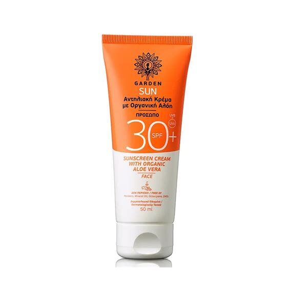 GARDEN SUN SUNSCREEN FACE CREAM ORG AL VER SPF30 50ml - Αντιηλιακά στο Villagepharmacy