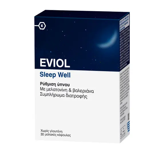 Eviol Sleep Well Φόρμουλα με βαλεριάνα & μελατονίνη για την αντιμετώπιση της Αϋπνίας, 30caps - Βιταμίνες στο Villagepharmacy