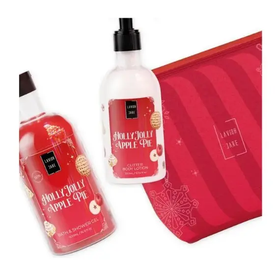 Lavish Care Holly Jolly Apple Pie Bag Set Bath & Shower Gel Αφρόλουτρο 500 ml + Glitter Body Lotion 300 ml - Σώμα στο Villagepharmacy